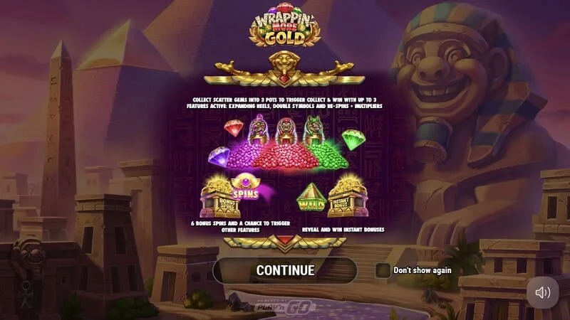 Wrappin' More Gold - hoofdmenu met mummie en piramides